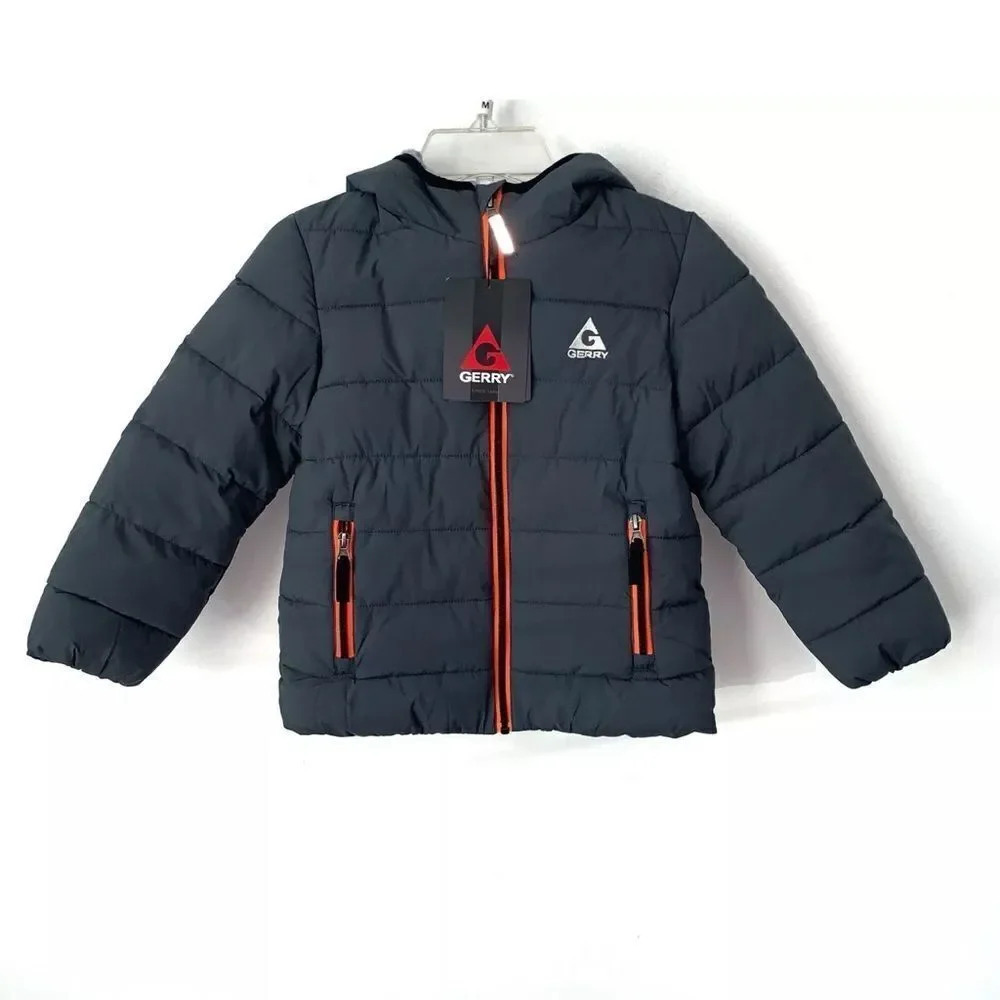 Gerry Puffer Jacket Kids 4T Zip Close Hood Zip Pockets Lining Winter Cozy NWOT